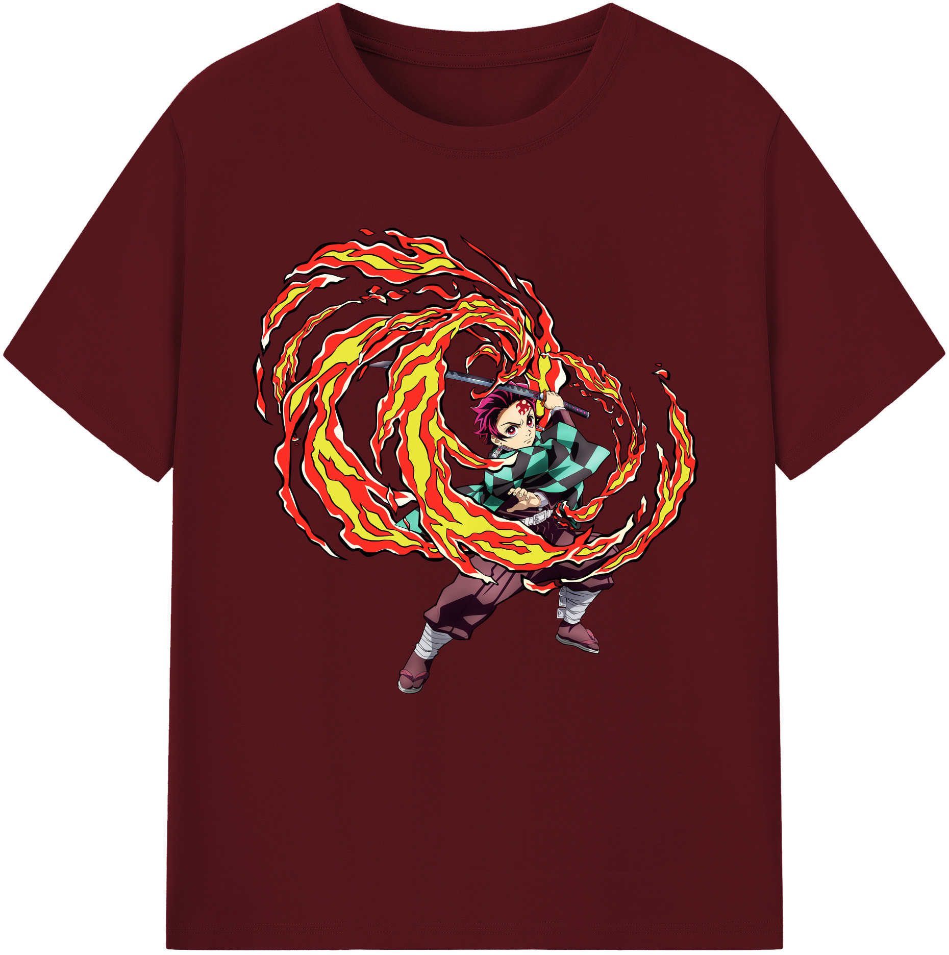 （画像用） 鬼滅の刃 竈門 炭治郎／かまど たんじろう Kamado Tanjirou 綿100％半袖Tシャツ（フロントプリント）